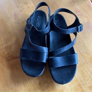 Korks black leather sandals